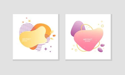Abstract Square Design Cover with Fluid Gradient Color Shape Vector Set Stock Illustration