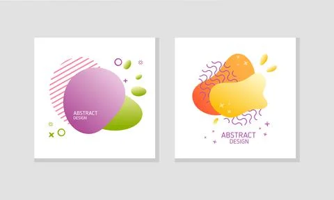 Abstract Square Design Cover with Fluid Gradient Color Shape Vector Set イラスト素材
