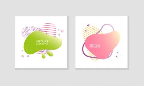 Abstract Square Design Cover with Fluid Gradient Color Shape Vector Set Stock Illustration