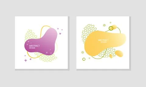 Abstract Square Design Cover with Fluid Gradient Color Shape Vector Set イラスト素材