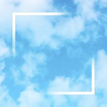 Abstract square design template for a quote, blue sky background with white Stock Photos