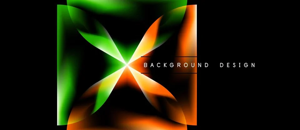 Abstract square design. Vibrant gradients blend green, orange, white. Dynamic Stock Illustration