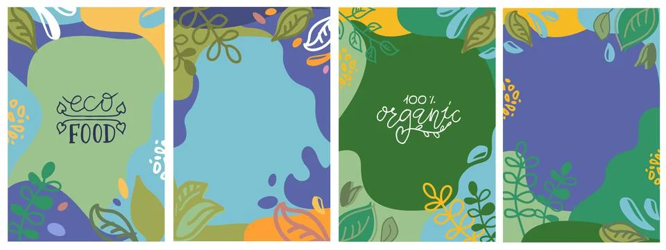 Abstract square eco template. BIO leaves, water drops. Ecology floral, geometric Stock Illustration