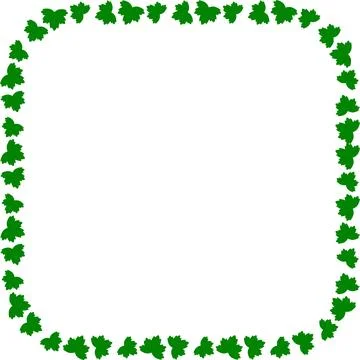 Abstract square frame with green leaves. White background. Summer design. Stock Illustration