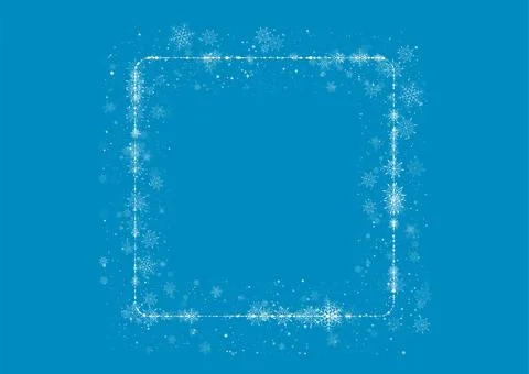 Abstract square frame of snowflakes and dots winter background Stock Illustration