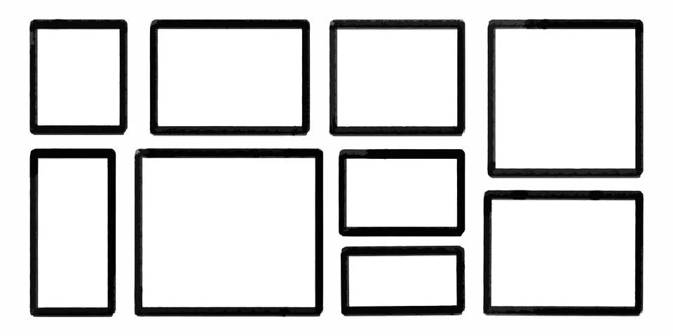 Abstract square frames with vintage grunge outline. Square frames isolated with イラスト素材
