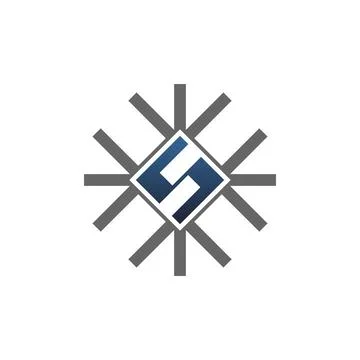 Abstract square geometric letter S logo with Snowflake Stock Illustration