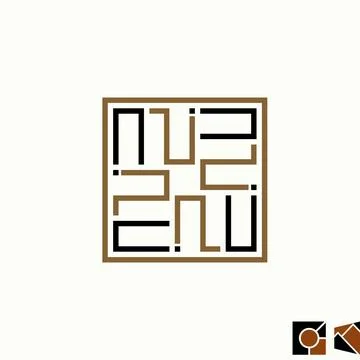 Abstract square geometric logo icon in black and brown, ideal for architecture Stockillustratie