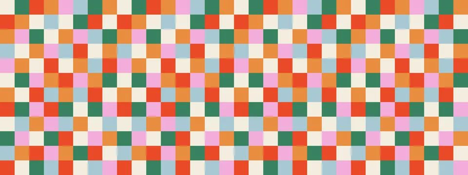 Abstract square geometric seamless pattern. Mosaic grid style background. Stock Illustration