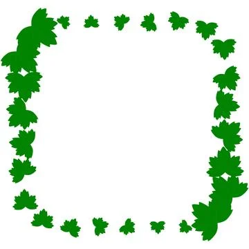 Abstract square green frame with leaves. White background. Summer design. Illustrazione stock