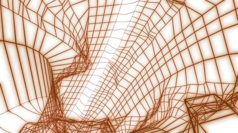 Abstract square grid moving and bending tube. Motion. Flying inside frame tunnel Stock Illustration