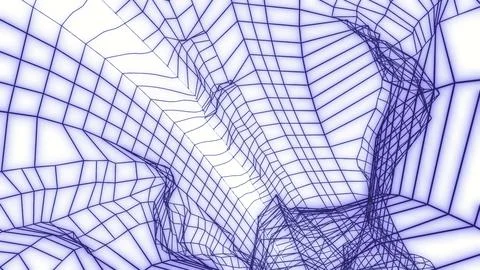 Abstract square grid moving and bending tube. Motion. Flying inside frame tunnel Stock Illustration