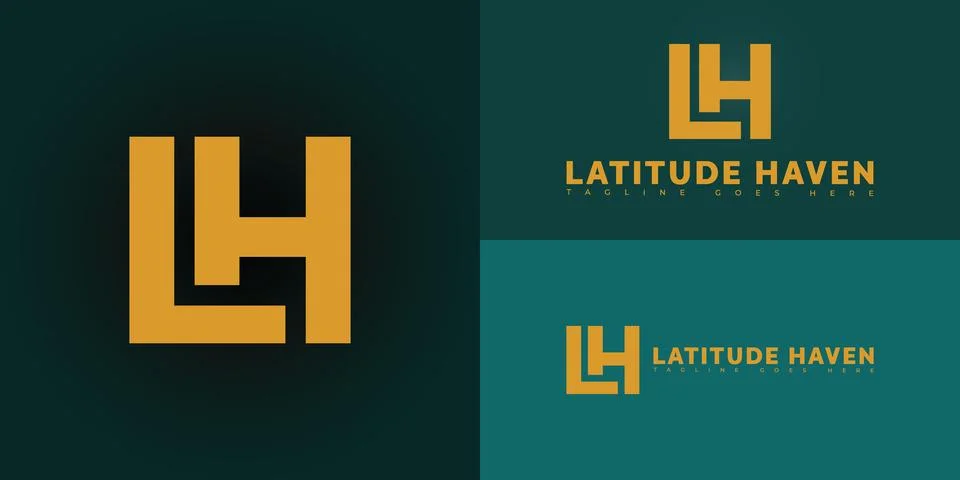 Abstract square initial letter LH or HL in gold color Stock Illustration