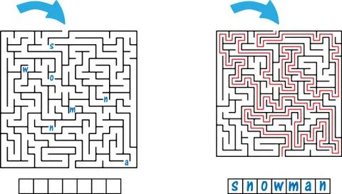 Abstract square maze. An interesting and useful game for children. Collect all Stock Illustration