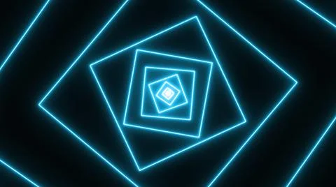 Abstract Square Neon Lines Infinity Zoom VJ Loop Background Stock Illustration