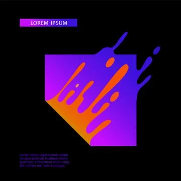 Abstract square object with paint splash motion distressed shape Stock Illustration