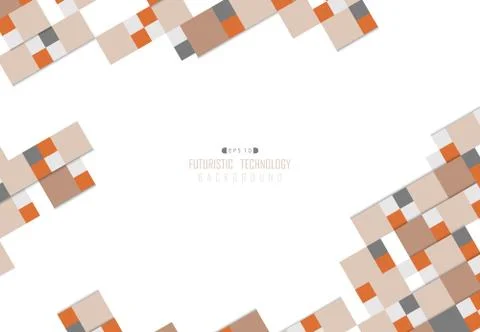 Abstract square paper cut pattern design of tech artwork background. Stock Illustration