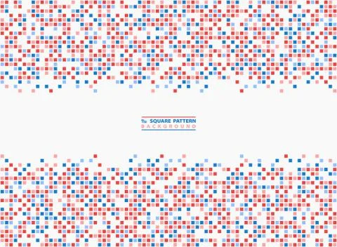 Abstract square pattern blue and red contrast pixel background. illustration Illustrazione stock