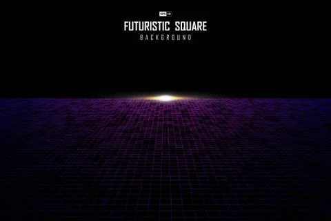 Abstract square pattern design of perspective with flare light template 스톡 일러스트