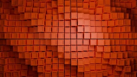 Abstract Square Patterns Morphing Through Cybernetic Pixel Motion Orange Ba.. Stock Footage 304319657