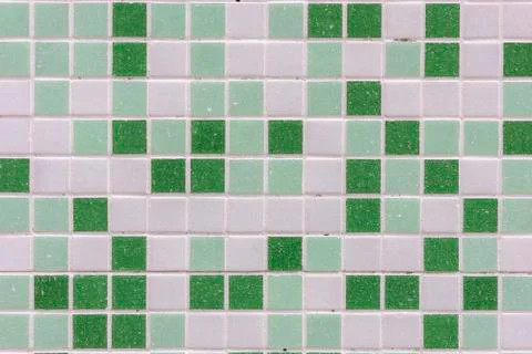 Abstract square pixel mosaic wall background and texture. Green glass mosaic  Stock Photos