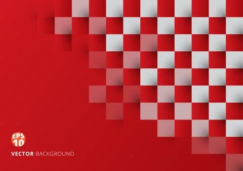 Abstract square red and white geometric pattern background with copy space. C Illustrazione stock