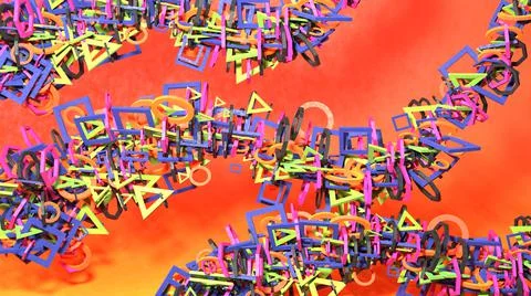 Abstract Square, ring, triangle, hexagon Stock Illustration