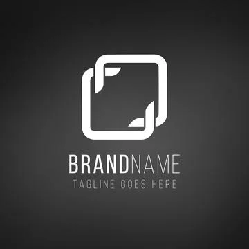 Abstract square shape logo design. Two elemets as windows. Stock Vector Illustrazione stock