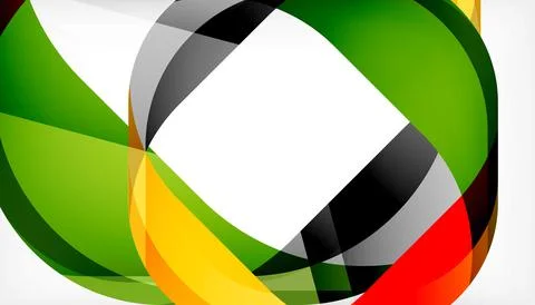 Abstract square shape with overlapping waves, minimal geometric background Stock Illustration