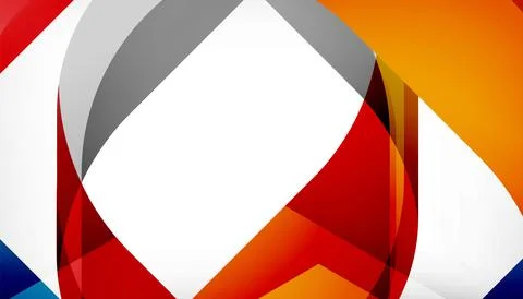 Abstract square shape with overlapping waves, minimal geometric background Illustrazione stock