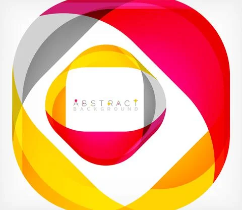 Abstract square shape with overlapping waves, minimal geometric background Illustrazione stock