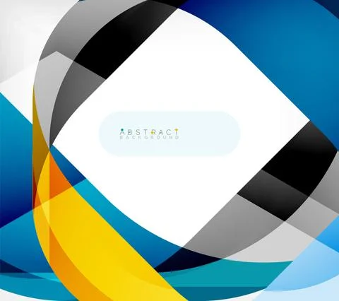 Abstract square shape with overlapping waves, minimal geometric background Stock Illustration