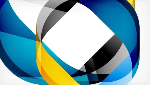 Abstract square shape with overlapping waves, minimal geometric background Illustrazione stock