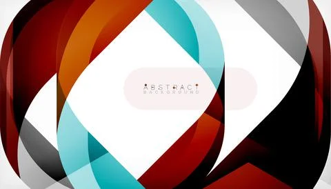 Abstract square shape with overlapping waves, minimal geometric background Illustrazione stock