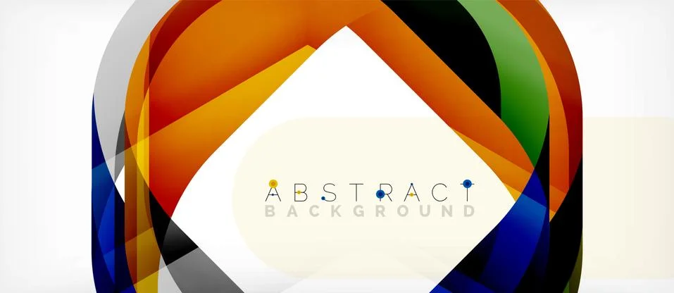 Abstract square shape with overlapping waves, minimal geometric background Illustrazione stock