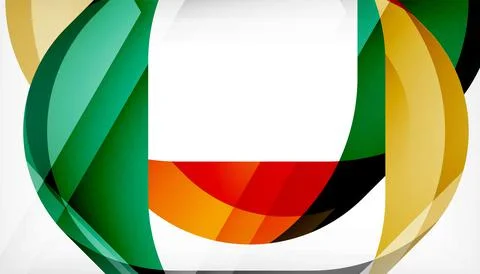 Abstract square shape with overlapping waves, minimal geometric background Stock Illustration