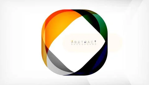 Abstract square shape with overlapping waves, minimal geometric background Stock Illustration