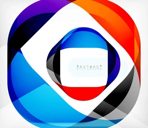 Abstract square shape with overlapping waves, minimal geometric background Illustrazione stock