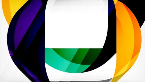 Abstract square shape with overlapping waves, minimal geometric background Stock Illustration