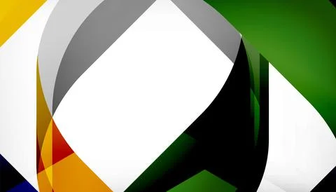 Abstract square shape with overlapping waves, minimal geometric background Illustrazione stock