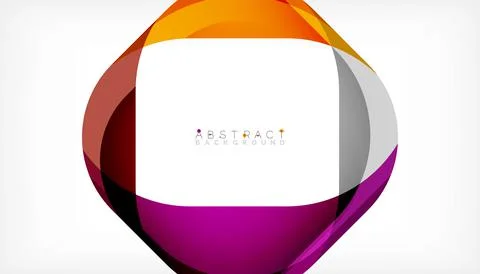 Abstract square shape with overlapping waves, minimal geometric background Stock Illustration