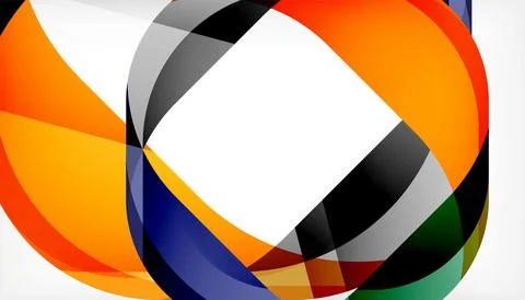 Abstract square shape with overlapping waves, minimal geometric background Illustrazione stock