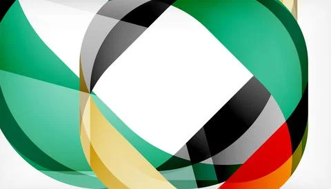 Abstract square shape with overlapping waves, minimal geometric background Illustrazione stock