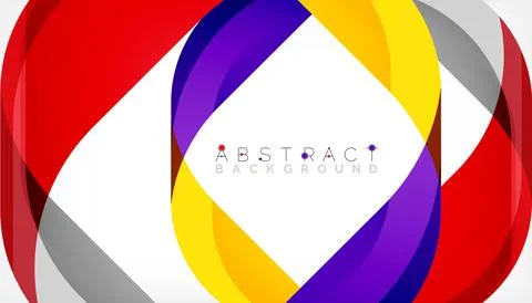 Abstract square shape with overlapping waves, minimal geometric background Illustrazione stock