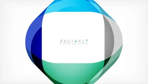 Abstract square shape with overlapping waves, minimal geometric background Stock Illustration