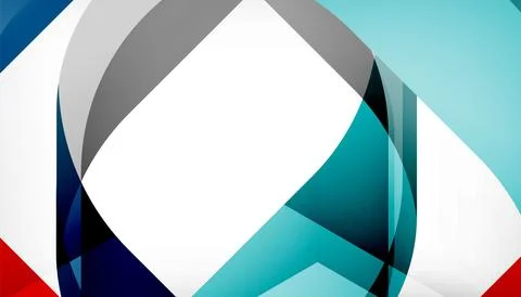 Abstract square shape with overlapping waves, minimal geometric background Illustrazione stock