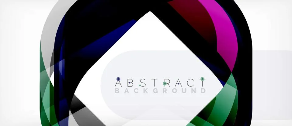 Abstract square shape with overlapping waves, minimal geometric background Illustrazione stock