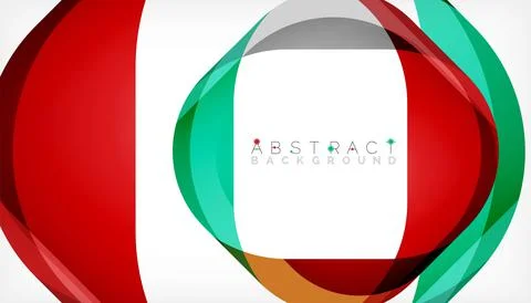 Abstract square shape with overlapping waves, minimal geometric background Illustrazione stock