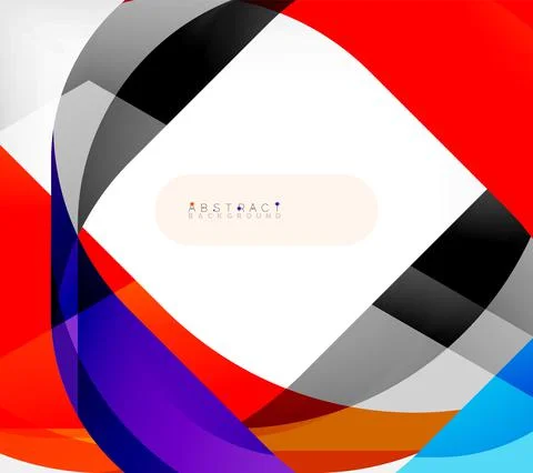 Abstract square shape with overlapping waves, minimal geometric background Illustrazione stock