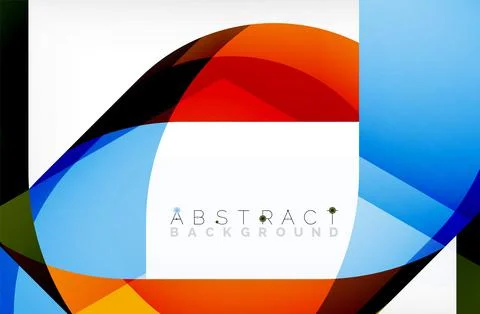 Abstract square shape with overlapping waves, minimal geometric background Illustrazione stock